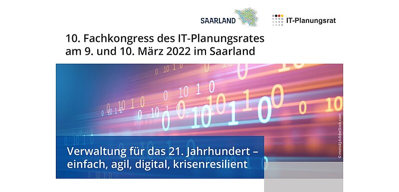 Teaserbild mit oen und 1en und Schriftzug "Fachkongress des IT-Planungsrats"